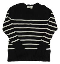 Černo-bílý pruhovaný žebrovaný svetr H&M