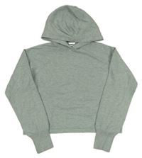 Olivový melírovaný úpletový crop svetr s kapucí zn. Page one young