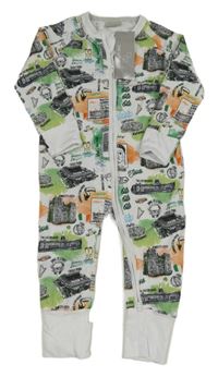 Nové - bílo-zeleno-oranžový overal s památkami the little one