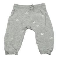 Šedé melírované turecké tepláky se srdíčky H&M