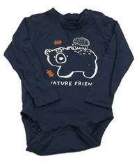 Tmavomodré body s medvídkem a ježečkem coolclub