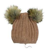 Pudrovo-šedá melírovaná čepice s bambulemi PRIMARK