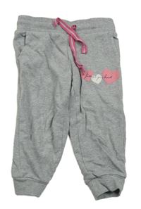 Šedé melírované tepláky se srdíčky lupilu