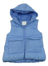 Modrá prošívaná šusťáková zateplená vesta s kapucí PRIMARK