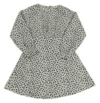 Bílo-černé vzorované šaty s kytičkami ZARA