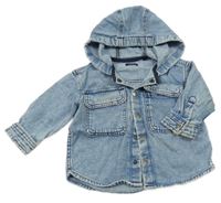 Modrá plísňová riflová košilová bunda s kapucí Next