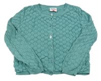 Modrozelený vzorovaný/perforovaný propínací svetr Topolino