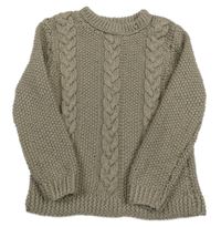 Béžovošedý vzorovaný pletený svetr 