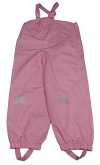 Růžové šusťákové nepromokavé laclové podšité kalhoty s duhami POCOPIANO