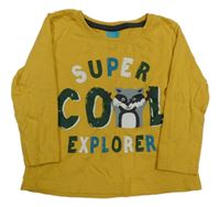 Okrové triko s nápisy a mývalem little kids