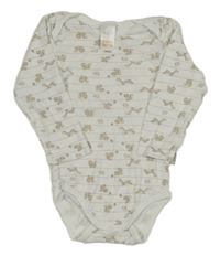 Bílo-hnědé pruhované body s liškami a veverkami a žaludy PUSBLU