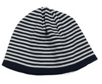 Tmavomodro-bílá pruhovaná pletená čepice ALANA