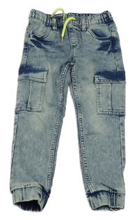 Modro-bílé plísňové cargo cuff teplákové rifle Kiki&Koko