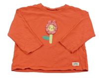 Tmavooranžové melírované triko s kytičkou Next