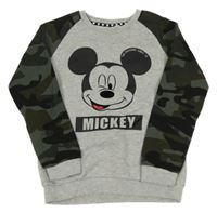 Šedo-army melírovaná mikina s Mickey PRIMARK