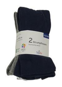 Nové - 2x - Punčocháče - Tmavomodré, šedé melírované Topolino