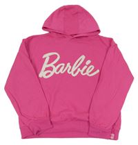 Tmavorůžová crop mikina s logem - Barbie a kapucí PRIMARK