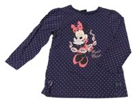 Tmavomodré růžově puntíkaté triko s Minnie Disney