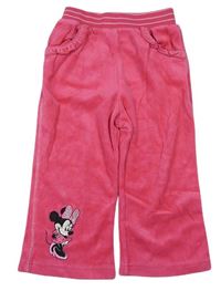Růžové sametové tepláky s Minnie Disney