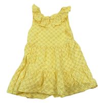 Žluté šaty s límečkem s madeirou F&F