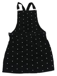 Černá manšestrová sukně s laclem a kytičkami a logem M&S