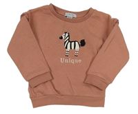 Starorůžová mikina se zebrou a volánky s madeirou Primark
