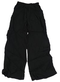 Černé žebrované lehké kalhoty H&M