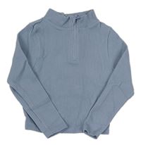 Modré žebrované sportovní crop triko Primark