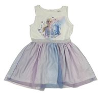 Bílo-modro-lila bavlněno/tylové šaty s Elsou H&M