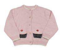 Růžový propínací svetr s cupcakes