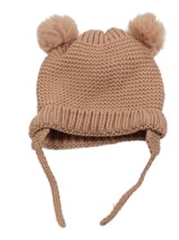 Starorůžová pletená čepice s bambulemi Zara