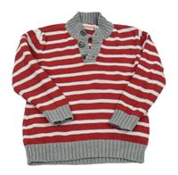 Červeno-bílý pruhovaný svetr s knoflíky Liegelind