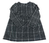 Černo-šedé kostkované sametové šaty s volánky Next