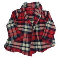 Červeno-černo-béžová kostkovaná pyžamová košile Next