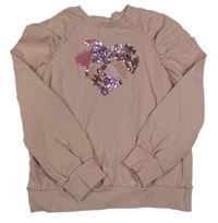 Starorůžová mikina se srdcem s flitrů a korálků Next