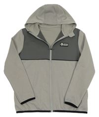 Šedo-tmavošedá sportovní propínací mikina s nášivkou a kapucí Dunnes