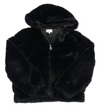 Černá kožešinová podšitá bunda s kapucí Kids Only