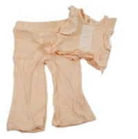 Nové - 2Set - Růžové mušelínové crop triko s krajkou + kalhoty Rachel Zoe