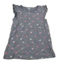 Tmavomodro-bílé pruhované tričko s koňmi Topolino