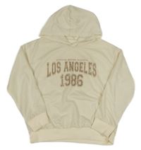 Krémová mikina s nápisem a kapucí