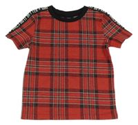 Červeno-černo-bílé kostkované teplákové tričko Page One Young