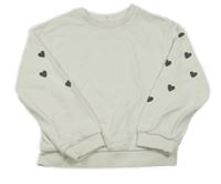 Smetanová mikina se srdíčky na rukávech Zeeman