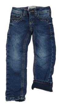 Tmavomodré podšité skinny rifle s kamínky Review