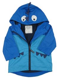 Modrá nepromokavá lehce zateplená bunda s kapucí - dinosaurus Matalan