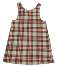 Béžovo-červeno-zelené kostkované třpytivé šaty H&M