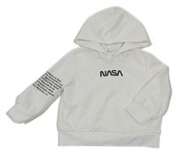 Bílá mikina s nápisem a kapucí - NASA Shein
