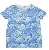 Modro-bílo-zelené vzorované tričko Pep&Co