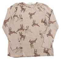 Béžové pyžamové triko s jeleny zn. H&M
