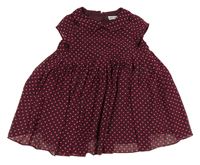 Vínové puntíkaté šifonové šaty s límečkem H&M