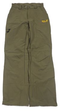 Khaki softshellové kalhoty s logem zn. Jack Wolfskin